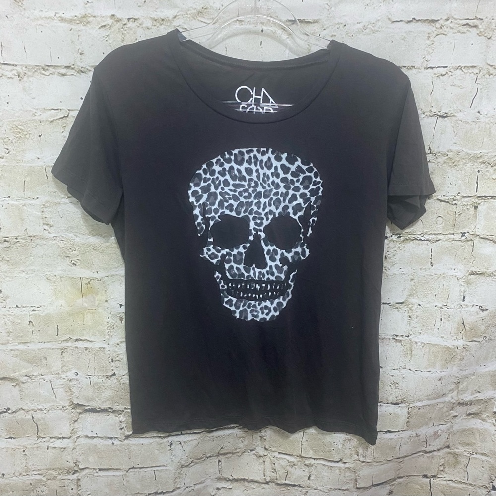 Chaser Wild Skull Tee Tshirt Black Animal Print Skull - Picture 1 of 5